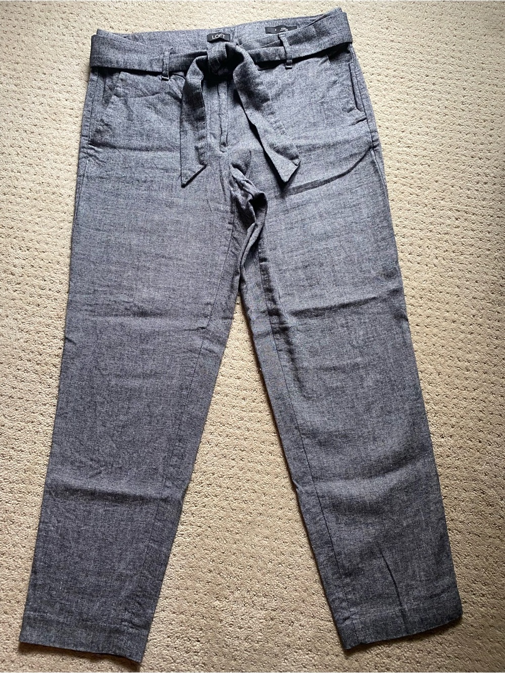 LOFT Gray Tie-Belt Chinos